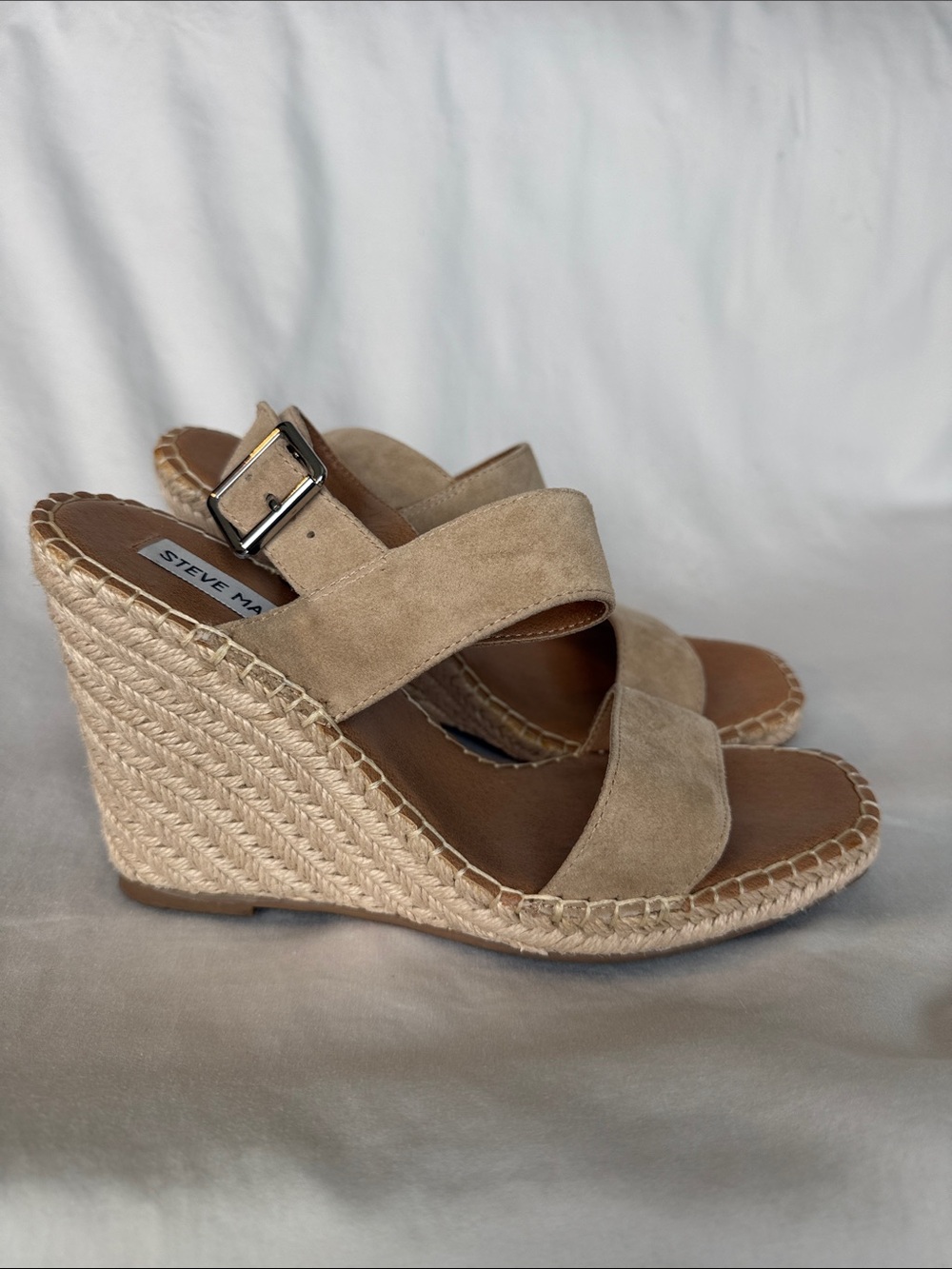 Steve Madden Taupe Suede Espadrille Wedge Sandals